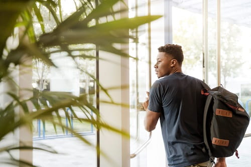 African American Male Student on Campus